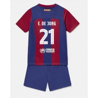 Maglie da calcio Barcelona Frenkie de Jong #21 Prima Maglia Bambino 2023-24 Manica Corta (+ Pantaloni corti)